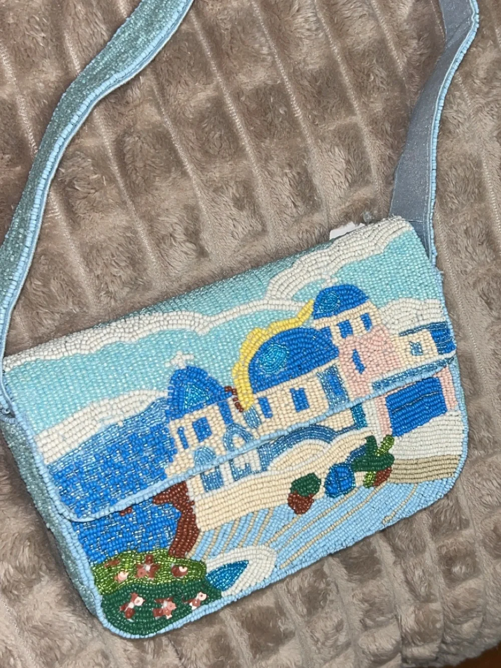 NWT Beaded- From India to you- GREECE/ITALY/SPAIN scene shoulder bag